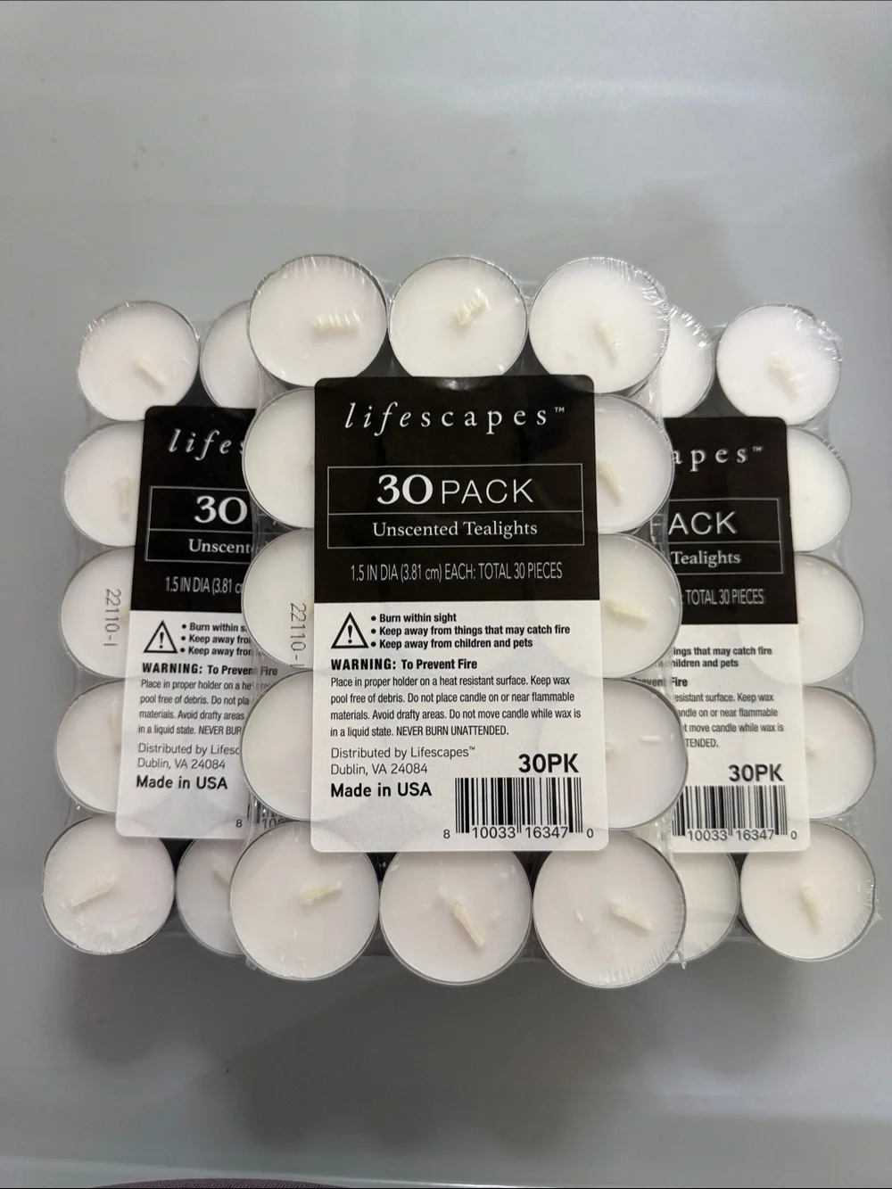 Lifescapes Unscented Tea Light Candles – 5 - 30 Packs ( 180 tea lights)